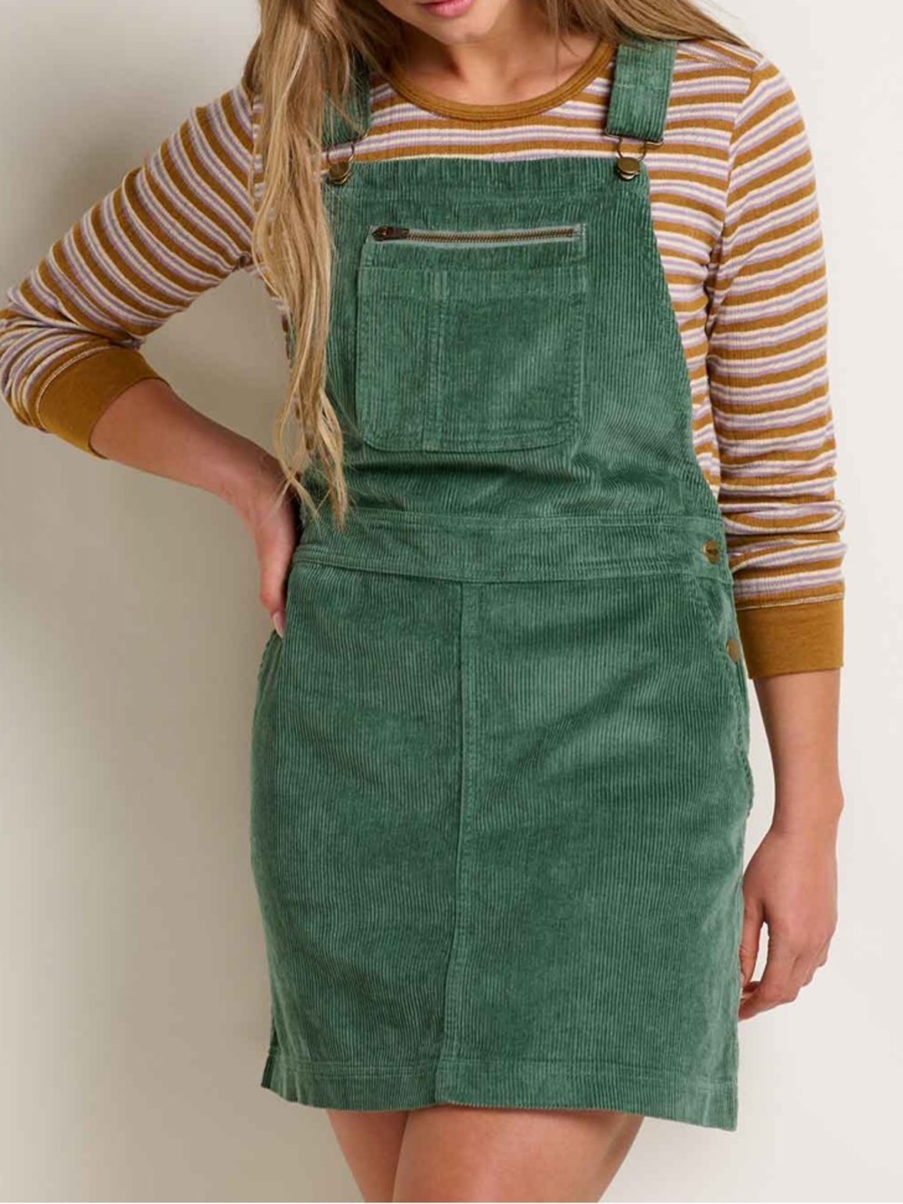 Green Corduroy Cascadia Jumper Dress